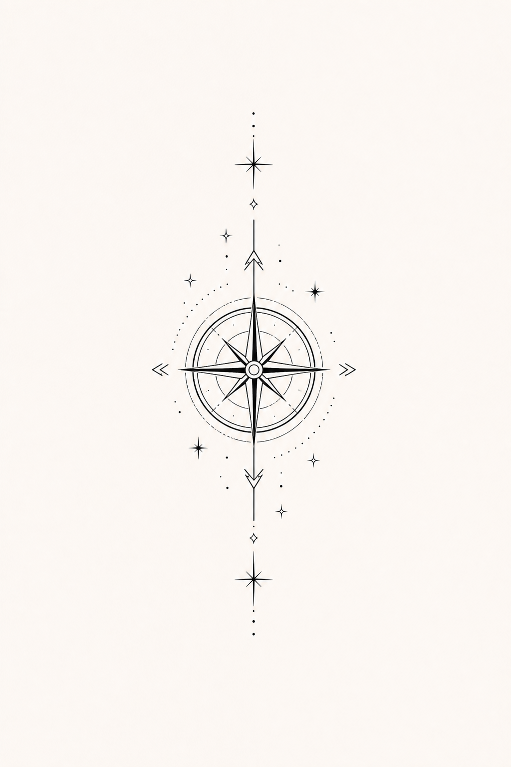 Geometric compass and stars tattoo concept generated by InkFirst