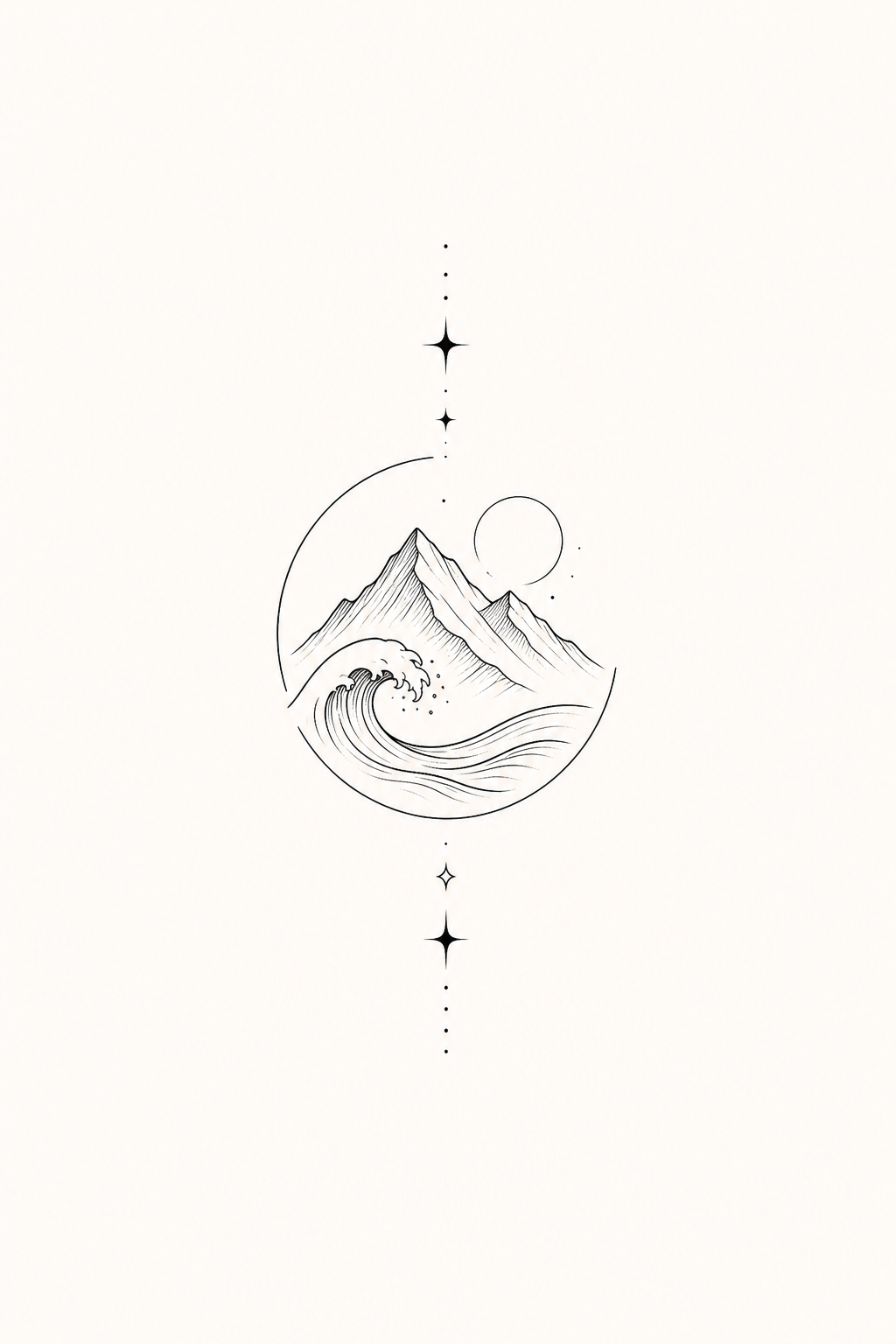 Minimalist mountain and wave tattoo concept generated by InkFirst